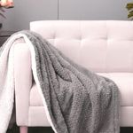 Tache Grey Faux Fur Throw Blanket for Couch- Fuzzy Bubbly Textured Striped Embossed Warm Super Soft Fluffy White Sherpa Plush Throw Blanket for Bed Sofa Grey Fluffy Blanket - 50" x 60"