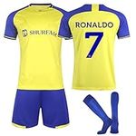 AZISEN Al Nassr Tracksuits Al Nassr Kit Small Mens Al Nassr Football Kit Adult Al Nassr 4Th Kit Al Nassr T-Shirt Al Nassr Away Jersey Men'S Soccer Jersey Outdoor Clothing Al (No 7,Kids 8-9 Years)