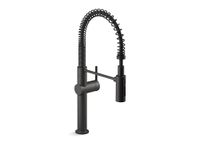 KOHLER 22973-BL Crue Kitchen Sink Faucet with Single Lever Handle, Pre-Rinse Kitchen Faucet, Commercial Faucet, 1 3-Hole Installation, Matte Black