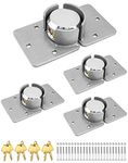 QWORK Heavy Duty Puck Lock and Hasp, 4 Pack High Security Steel Hidden Shackle Keyed Different Padlocks with Keys for Trucks, Gates, Vans and Vending Machines