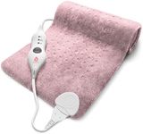 Pursonic Extra Large Electric Heating Pad for Back Pain and Cramps Relief - 12" x 24" Heating Pad for Back Pain Relief, Neck, Shoulder - Dry & Moist Heat Option 2 Hours Auto Shut-Off (Rose Gold)