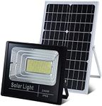 BSOD Solar Flood Lights Outdoor,200W, Spotlight IP66 Waterproof with Remote Controller,LED Floodlight Built-in Battery,Solar Panel Lamp for Garden,Street Garage (200W)
