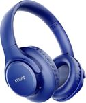 Bluetooth Headphones Over Ear,KVIDIO 65 Hours Playtime Wireless Headphones with Microphone,Foldable Lightweight Headset with Deep Bass,HiFi Stereo Sound for Travel Work Laptop PC Cellphone (Blue)