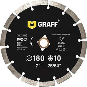 7 Inch Diamond Blade — Diamond Cutting Wheel for Cutting Stone, Marble, Granite, Brick, Masonry, Paving Flag, Concrete — Diamond Saw Blades Segment Height 0.394” (10 mm) — GRAFF