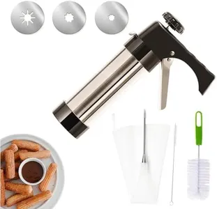 AlgoELF Churrera Churro Maker Machine, Churro Piping Tip and Bag, Thickened Stainless Steel Churro Maker Gun Kit, Homemade Churros, 3 Nozzles, 2 Brushes