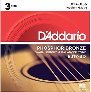 D'addario EJ17-3D Phosphor Bronze 13-56 Pack Of 3, Medium