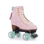 BTFL Pro Roller Skates Women, Kids or Men - Pink, Genuine Suede, Ideal for Outdoor Skating, Rink, Artistic and Rhythmic Skating. Stylish Colors Available. (Ava Pro US Women´s: 8 / US Men´s: 6.5)