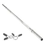 Body Revolution Barbell Bar - 1.2m Weight Lifting Bar for 1 Inch Standard Weights Plates - Barbell for Bench Press, Curls, Deadlift and Powerlifting Spinlock or Spring Collar (1.2m Spring Collar)