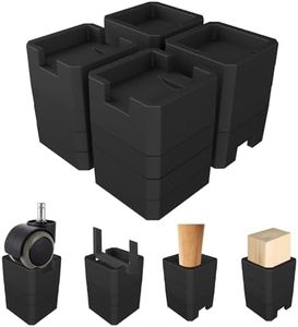 MYMULIKE Furniture Risers 4inch, Bed Risers for Caster Wheels, Up to 6,000 lbs, Stackable Furniture Frame Lift for Sofa Desk Table and Furniture on Wheels (Black 4 Pack, 4inch)