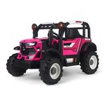 Jammbo Kids Electric Ride-On Premium Tractor with Dual Control, Realistic Design, Music, Safe Driving Features & Durable Build for Boys and Girls - Bluetooth Connectivity -(Ages 2-8) Pink