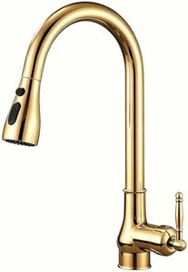 Brushed Gold Kitchen Faucet with Pull Down Sprayer,Stainless Steel,
