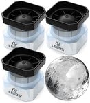 Silicone Freezer Press Sphere Ice Ball Maker Mold, 3 Pack for Large Round Craft Whisky Ice Balls - Bourbon, Scotch, Old Fashioned, Cocktail Drinks - by LEEBS