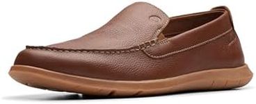 Clarks Collection Men's Flexway Step Moccasin, Light Brown Leather, 10 Wide US