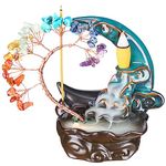 Incense Waterfall Moon Backflow Incense Burner Ceramic Incense Holders 7 Chakras Crystal Tree Incense Holder Namaste Yoga Meditation and Home Decor