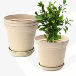 Eha Set of 4 Earth-Friendly Aura 12 Inch pots and Planters | Bamboo Based | UV Protected | for Indoor, Home Decor, Outdoor, Balcony & Garden | Sandcastle