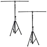 beamz Lightweight T-Bar Lighting Stand Pair - Adjustable DJ Light Stands for Professional Stage Lighting, Portable and Stable with Easy Setup - Ideal for Parties, Events, and Gigs