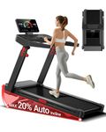 Foldable Treadmills for Home with 20% Auto Incline, 14KM/H Treadmill with Handles, Running Machine for Heavy People, 180KG Weight Capacity, Large Running Belt and Intelligent LED Touch Screen