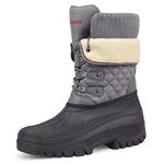 Knixmax Outdoor Winter Boots Ladies Warm Lined Snow Boots Winter Shoes with Waterproof Upper and Non-Slip Soles Suitable for Winter Snow Season Grey UK8