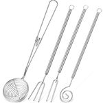 4 Pieces Candy Dipping Tools Set Chocolate Dipping Set 3-Prong Dipping Fork, Fondue Fork, Spear, Slotted Spoon for Handmade Chocolates, Pralines and Truffles