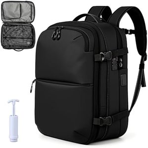 AGVOTK Vacuum Seal Travel Backpack 60L with Expandable Seal Air Compression Vacuum System Water Resistant TSA Lock Men Women for Business Weekend Daily Trip (Vacuum Pump Included, Black)