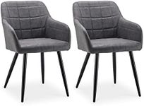 CLIPOP Dining Chairs Set of 2 PCS Lounge Corner Reception Chairs with Metal Legs,Faux Leather Padded Accent Armchair for Kitchen,Living room and Bedroom