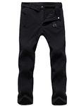 YSENTO Mens Waterproof Fleece Lined Walking Hiking Trousers Winter Thermal Windproof Ski Snow Pants with Zip Pockets(02black,3XL)