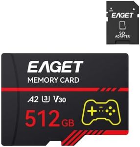 EAGET Micro TF SD Card with Adapter, A2 for Game Console | Up to 150MB/s Read High Performance U3 V30 4K Memory Card, 1-Pack 512GB