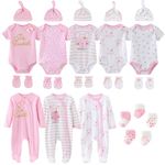 Ruliby Newborn Baby Girl Clothes Cotton Bodysuit and Romper Baby Girls Clothing Layette Set 0-3 Month