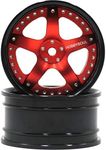 hobbysoul 2pcs RC 1/10 Aluminum Alloy Wheel Rims Hex 12mm Adjustable Offset Black & Red Color Fit 1:10 RC On Road Drift Touring Car Tires