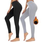 SIHOHAN Thermal Leggings Womens High Waisted Thermal Underwear Bottoms Pants Ladies Base Layer Winter Thermal Long Johns (Black+Grey, S/M)