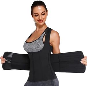 Women Sauna Sweat Vest Hot Neoprene Sauna Suit Weight Loss Workout Top Waist Trainer Shirt Body Shaper (Black, S)