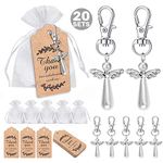 MOVINPE 40pcs Angel Favor Keychains Organza Bags Thank You Kraft Tags Guest Return Gifts for Baby Shower Bridal Shower Wedding Charm Party Favors