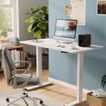 JIN OFFICE Height Adjustable Desk Electric | Dual Motor 3-stage | 125KG Wt. Capacity with 3 Memory Presets | Electric Standing Desk (White 1200 x 750 mm table top)