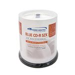 Vinpower Digital Blue AZO CD-R 700MB 52X White Inkjet Hub Printable Recordable Media Disc - 100pk Cake Box (FFB), 100 Discs