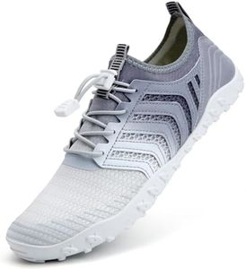 Mabove Strandschuhe Wasserschuhe Herren Schnell Trocknen Surfschuhe Schwimmschuhe Aquaschuhe Badeschuhe Barfussschuhe(Grau weiß,V011,46 EU)