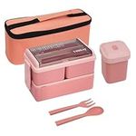 Bento Lunch Box Leakproof Lunch Box with Compartments -Microwave and Dishwasher Safe Bento Box with Cutlery and Sealed Soup Mugfor Kids Adult