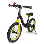 I BUY IT 14 Inch Kids Balance Bike - No Pedal Children`s Training Bicycle with Air Tires, Brake, Kickstand, Footrest, Handbrake and Adjustable Seat for 3, 4, 5, 6 Year Old Boys and Girls - Black