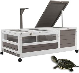PetsCosset Tortoise Habitat Wooden Tortoise House, Indoor Turtle Enclosure Outdoor Reptile Cage with Removable Bottom, Light Support, Openable Roof