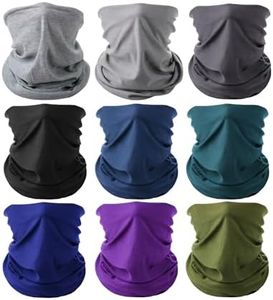 UNCO- Neck Gaiters, 9 Pack, Neck Gaiter, Gators Face Mask, Neck Gator, Head Scarf for Men, Headwraps for Women, Face Cover for Sun Protection, Head Wraps for Men, Bandanas for Women, Bandana