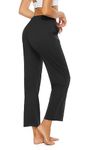 BATHRINS Women's Lounge Trousers, Ladies Straight Leg Trousers with Pockets Drawstring Sports Pants Casual Wear for Yoga Running Joggers（Black，L）