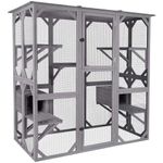 Wooden Cat House Outdoor and Indoor Run Large Cat Enclosure 70.9" Upgraded Version Catio Cage with Reinforcement Wooden Strip,Waterproof Roof (Large, Type-2)