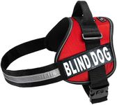 Doggie Stylz Blind Dog Vest Harness with Removable Patches and Reflective Trim. Comes with 2 Blind Dog Reflective Hook and Loop Patches. Measure Dogs Girth Before Purchase (Girth 19”- 25" Red)