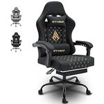 Symino Gaming Chair with Footrest, Computer Ergonomic Video Game Chair, Adjustable Swivel Task Chair with Lumbar Support, PC Chair, Office Chair PU Leather, Black