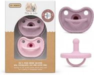 Mila & Lulu Round Silicone Pacifiers (Set of 2) – 100% Food-Grade, One-Piece Design, Soft Round Nipple, Doubles as Teether for Newborns and 0+ Months – Ballerina/Mauve
