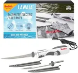 Smith's Lawaia Electric Fillet Knife 51233 | 2 Removable 8” Serrated Stainless Steel Blades w/ Sheath | Fillet Glove & Mesh Storage Bag | Fishing, Outdoor, Hunting Electric Knife | 6 ft Power Cord
