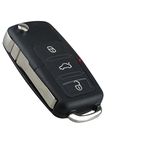 Car Key Shell Compatible with VW Flip Key without Transponder Batteries Electronics - Black