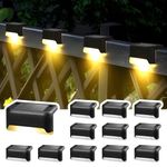 Solpex Solar Lights for Outdoor, 12 Pack Stair Lights, Waterproof LED Lights for Outdoor Stairs, Steps, Fence, Yard, Patio, Gutter, Pathway, Decoration(Black,Warm White)