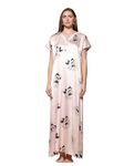 9shines Label Premium Satin Designer Maxi Nighty Night Dress Night Gown for Women (S09PH-XL)