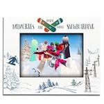 BELLA BUSTA-Snowboarding theme-Memories are Made While Snowboarding Picture Frame-Adventures, Family, Friends Mountains Vacation-UV Print (5x7 Horizontal)