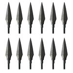 Huntingdoor 6Pcs Arrowheads, Archery Broadheads 150grain Metal Sharp Blade Hunting Arrow Heads Screw-in Thread Points Tips (12)